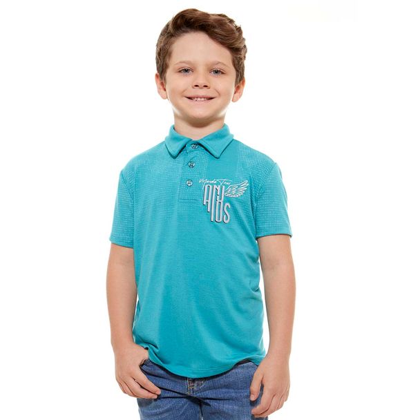 camiseta-gola-polo-infantil-manda-teus-anjos-verde-frente