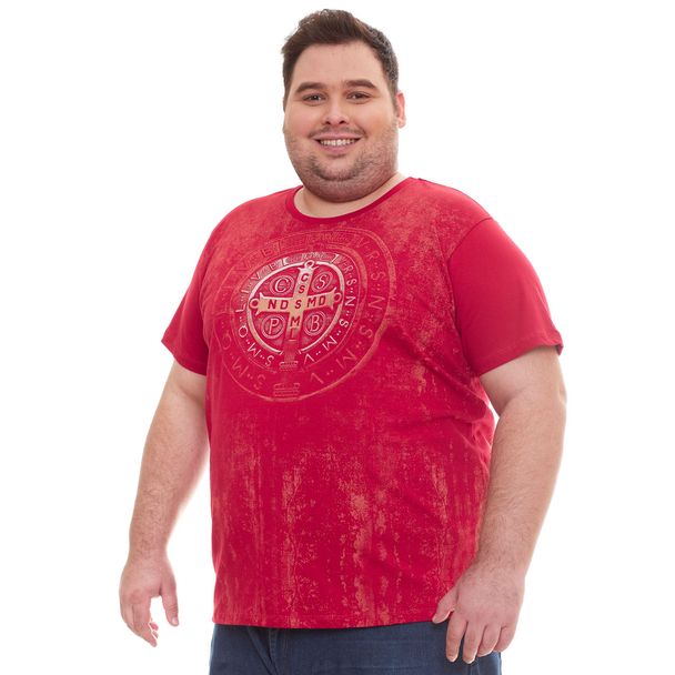 camiseta-plus-size-medalha-de-sao-bento-vermelho-frente