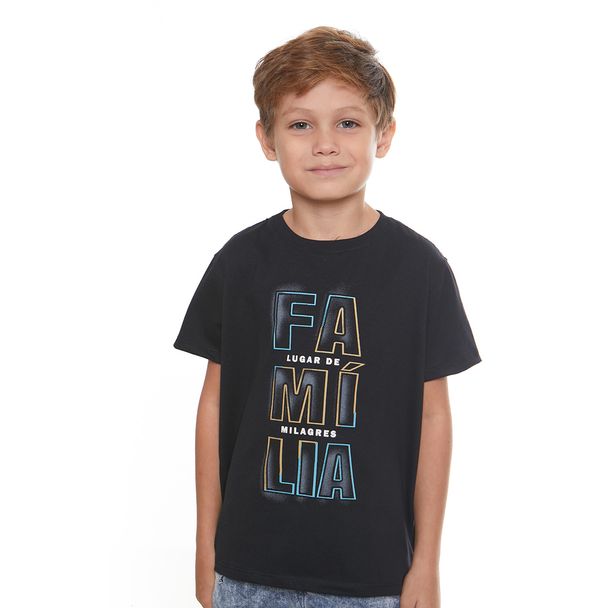 Camiseta Infantil Família, lugar de Milagres MS11756 Preto 2