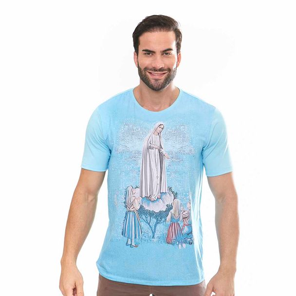 Camiseta Nossa Senhora de Fátima DV12058 Azul Bebe P
