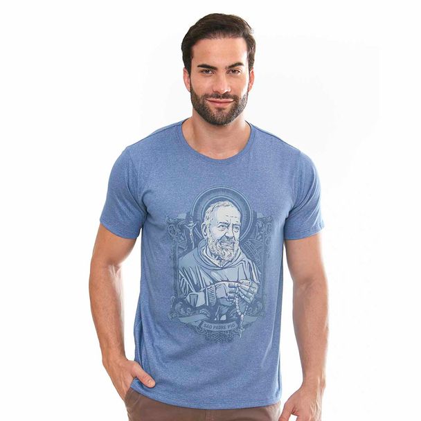 Camiseta São Padre Pio DV12063 Azul P