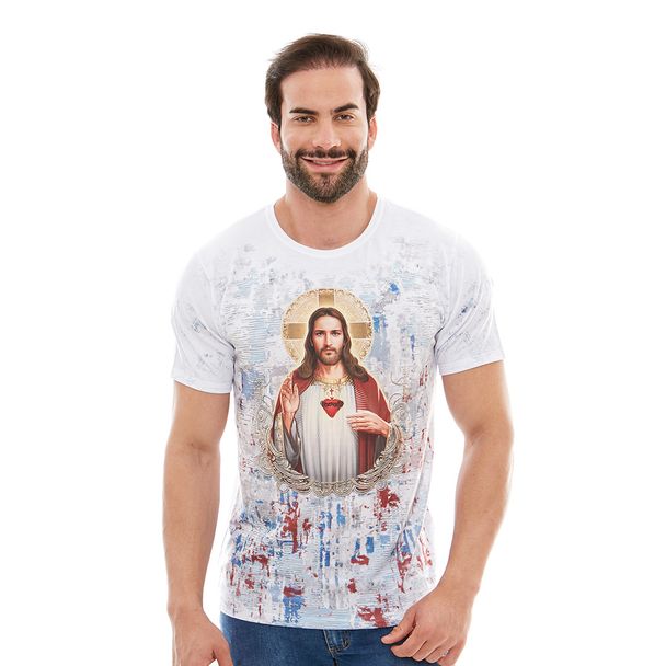 Camiseta Sagrado Coração de Jesus DV12373 Branco P