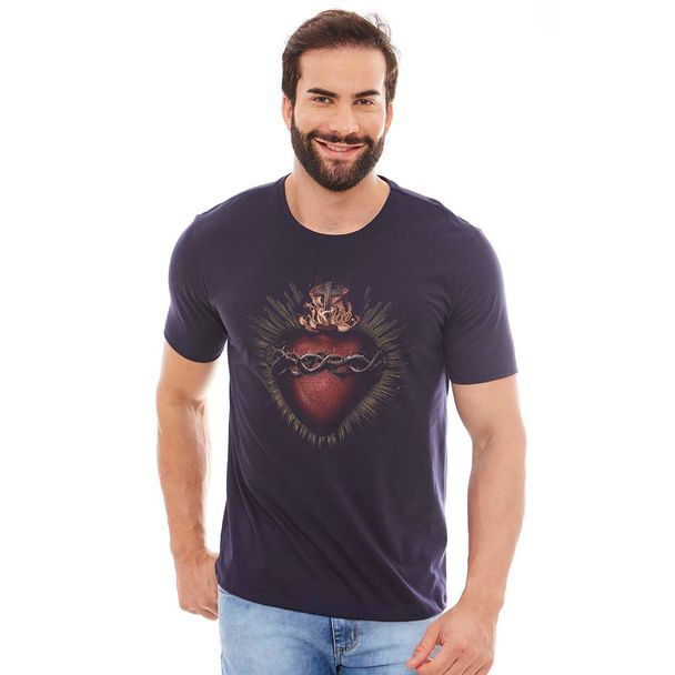 Camiseta Sagrado Coração de Jesus DV12698 Azul Marinho XG