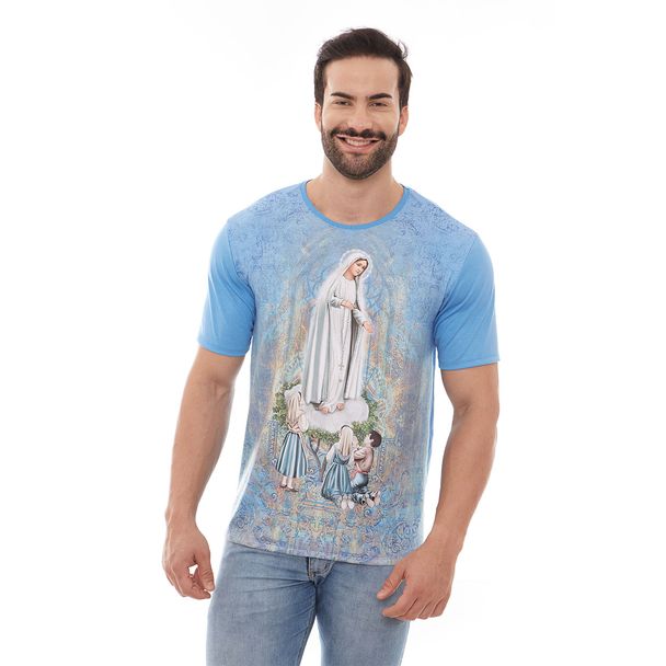 Camiseta de Nossa Senhora de Fátima DV12817 Azul Ceu - P